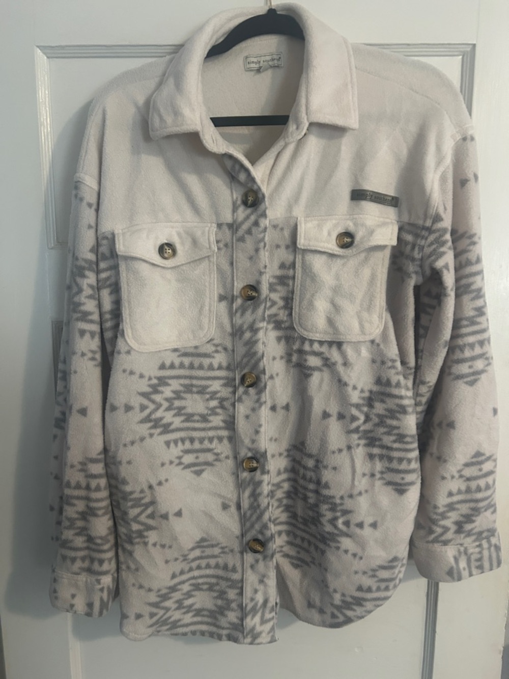 Simply Southern White Fleece Button-Up Jacket